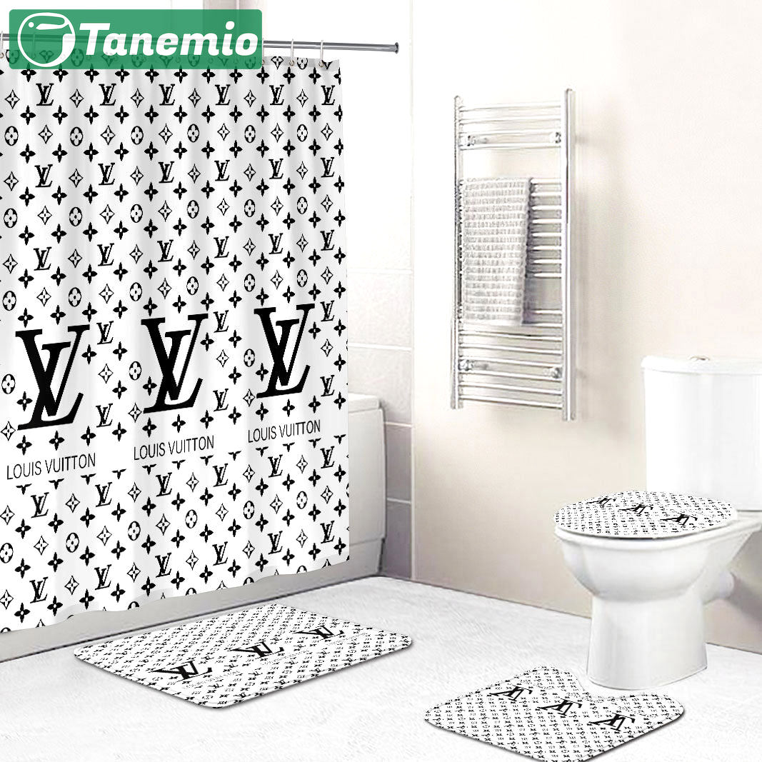 Louis vuitton lv white hypebeast home decor bathroom sets luxury fashion brand bath mat Bathroom Set