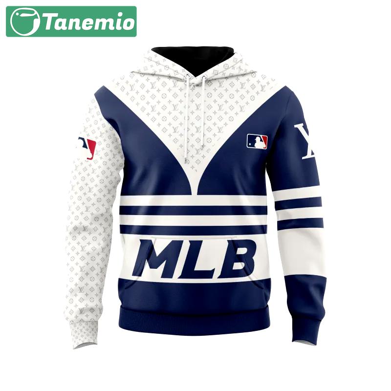 Louis vuitton mlb white blue unisex hoodie outfit for men women luxury brand clothing special gift Hoodie 3D