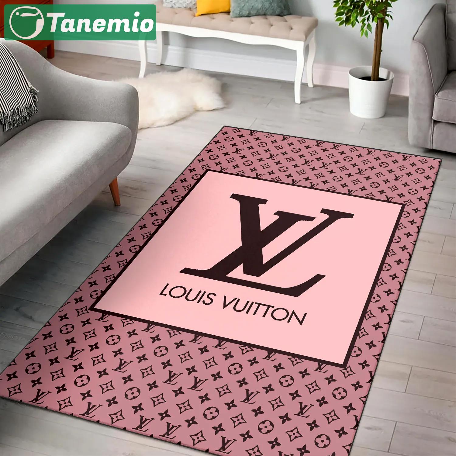 Louis vuitton pink logo type 487. Upgrade Your Living Room with Luxury Home Decor: Area Carpets, Floor Decor, Door Mats, and Hot Gift Items with style a High-End Fashion Brand Rectangle Rug