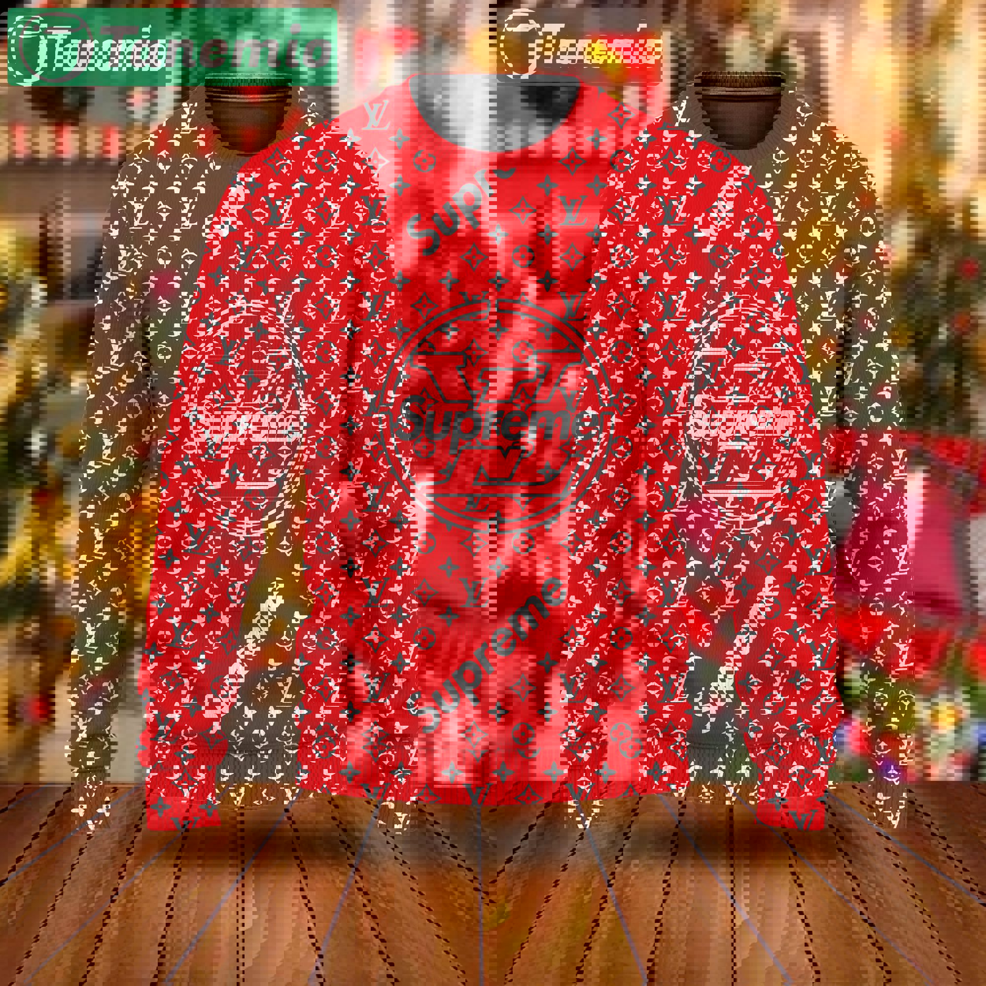 Louis vuitton x supreme luxury ugly christmas sweaterhot 2025 style 474 Christmas Ugly Sweater