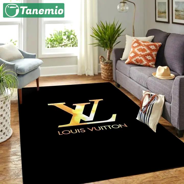 Louis vuitton yellow logo type 667. Upgrade Your Living Room with Luxury Home Decor: Area Carpets, Floor Decor, Door Mats, and Hot Gift Items with style a High-End Fashion Brand Rectangle Rug