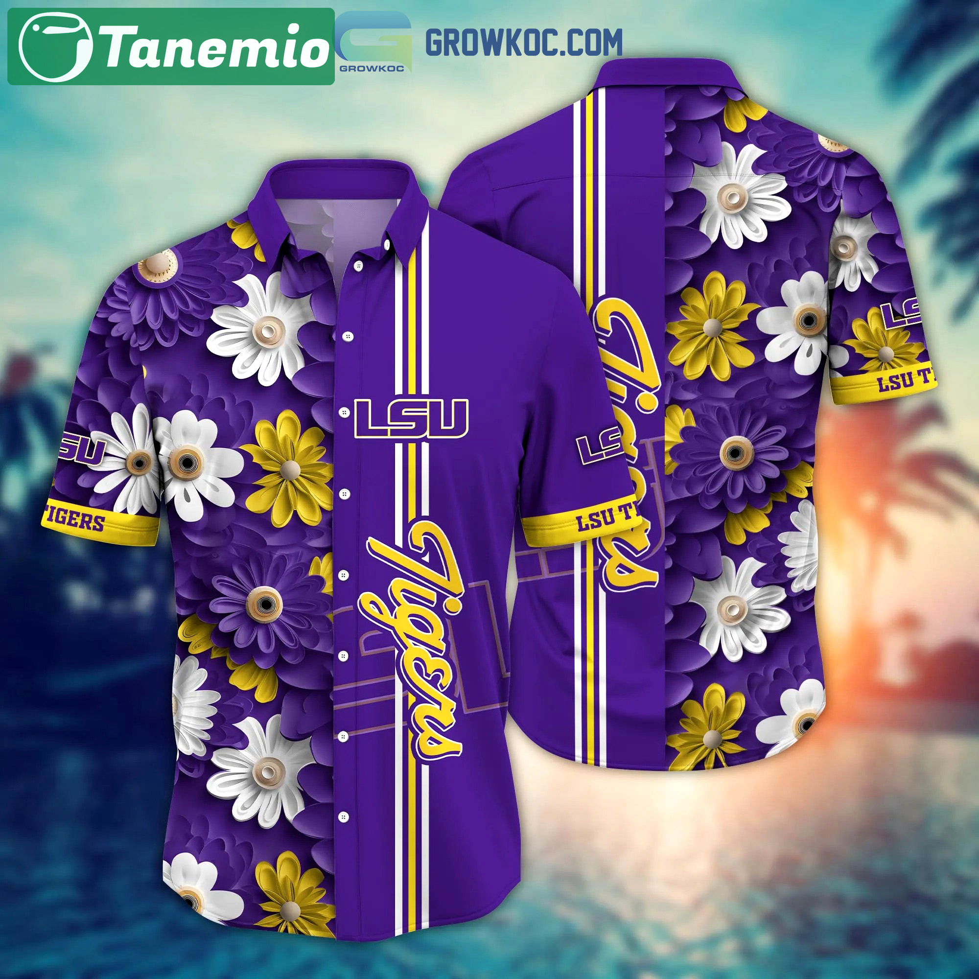 Lsu tigers ncaa flower hawaiian shirt Hawaii Shirt Shorts & Flip Flops