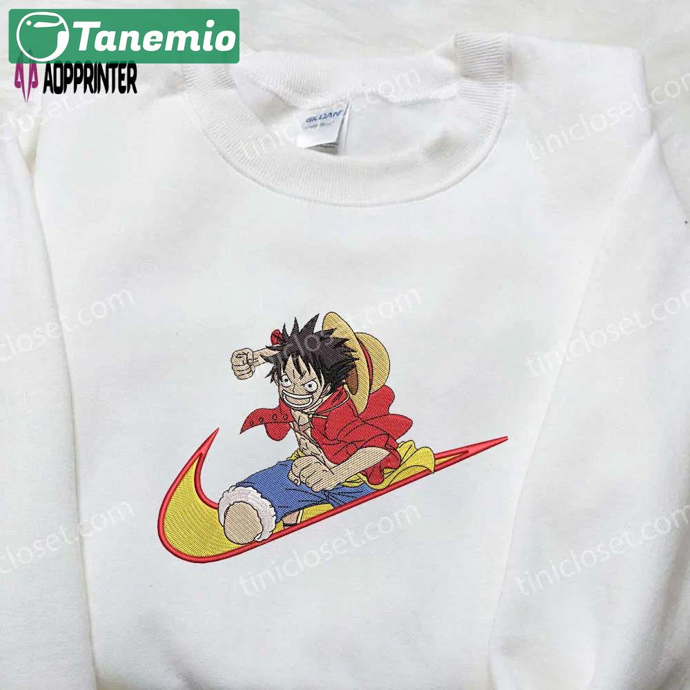 Luffy nike embroidered shirt: one piece x anime collaboration Embroidered Shirt