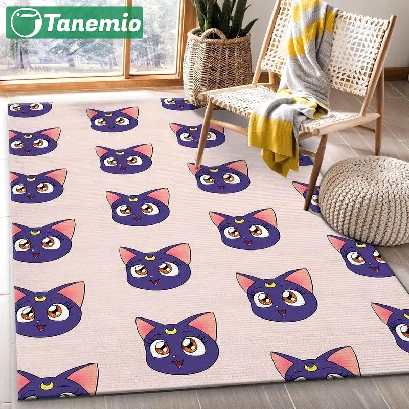 Luna sailor moon cat anime rug area rug living room and bed room rug Rectangle Rug