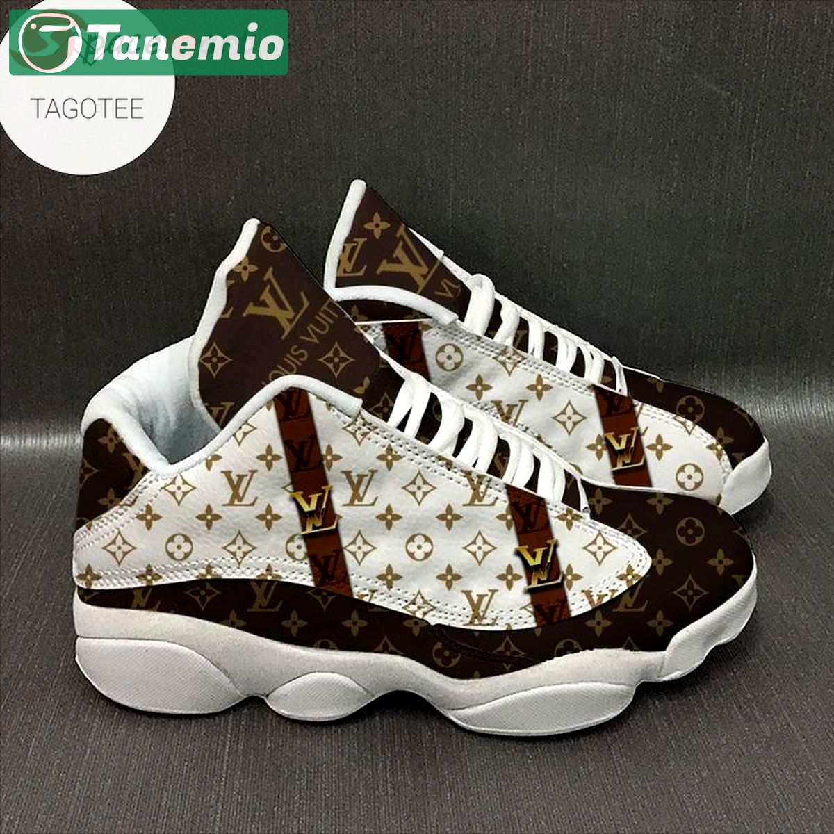 Luxury louis vuitton lv air jordan 13 sneakers shoes brown... Air Jordan 13