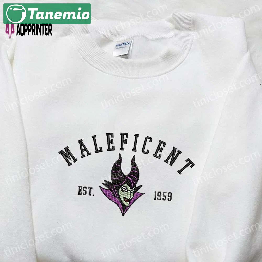 Maleficent est 1959 embroidered hoodie: disney halloween sweatshirt – perfect gift for halloween lovers! Embroidered Shirt
