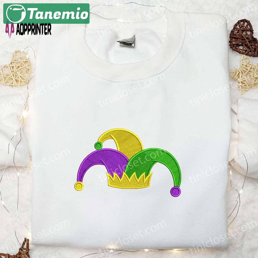 Mardi gras jester hat shirt & holiday hoodie – best gift ideas! Embroidered Shirt