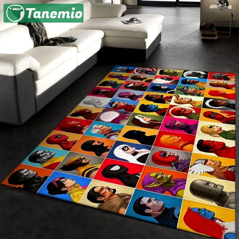 Marvel comics collage head area rug living room and bed room rug rug regtangle carpet floor decor home decor Rectangle Rug