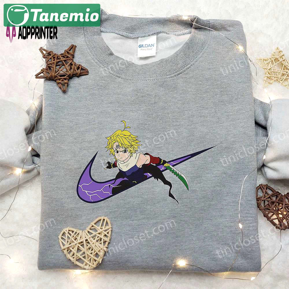 Meliodas x nike swoosh anime hoodie & embroidered shirt: seven deadly sins & nike inspired designs Embroidered Shirt