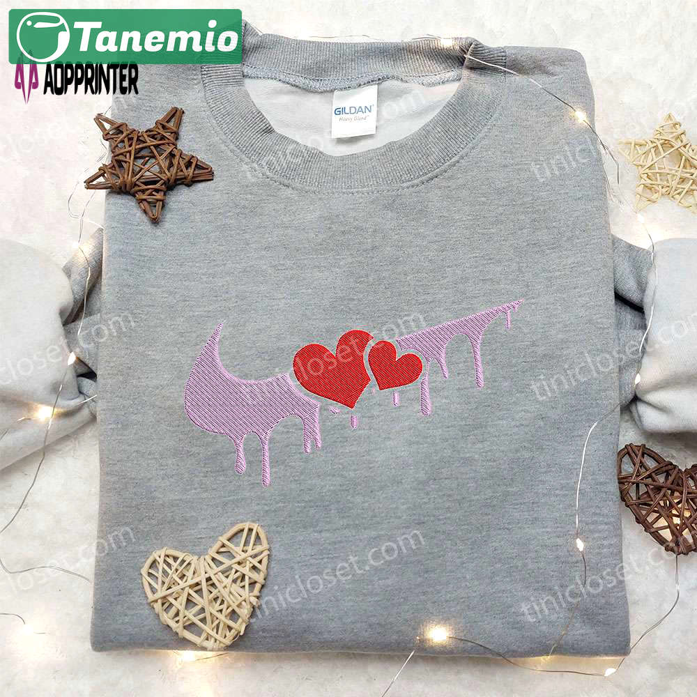 Melt heart x nike embroidered shirt: valentine s custom design Embroidered Shirt