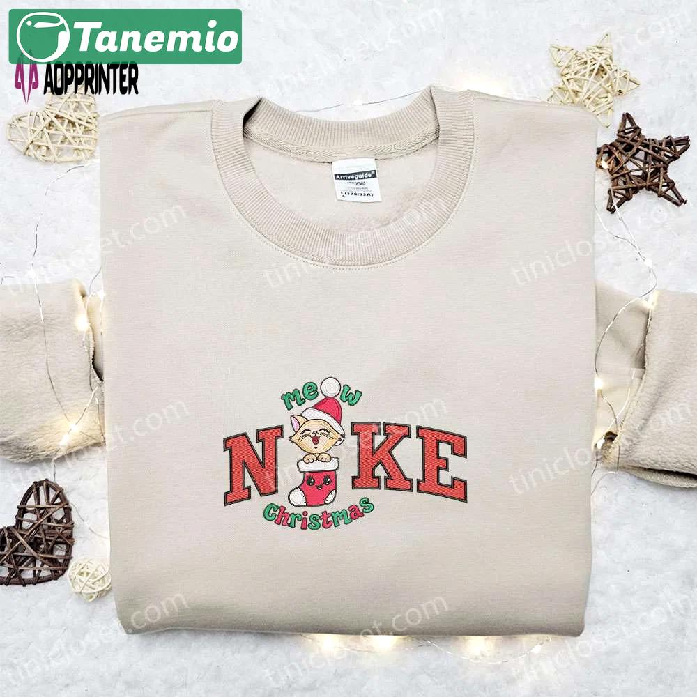 Mew xmas x nike embroidered sweatshirt: festive merry christmas shirt for the best gift ideas Embroidered Shirt