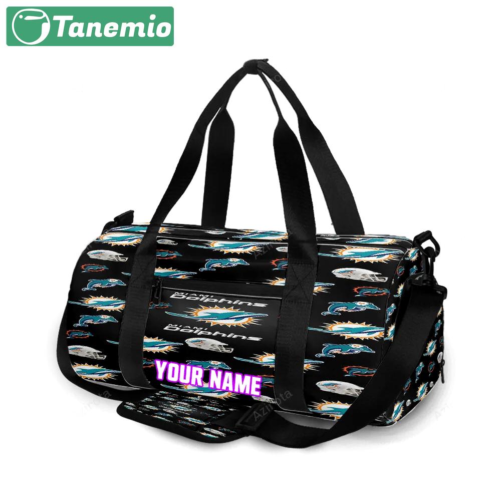 Miami dolphins logo pattern 1 personalized name travel bag gym bag 1581 Travel Bag