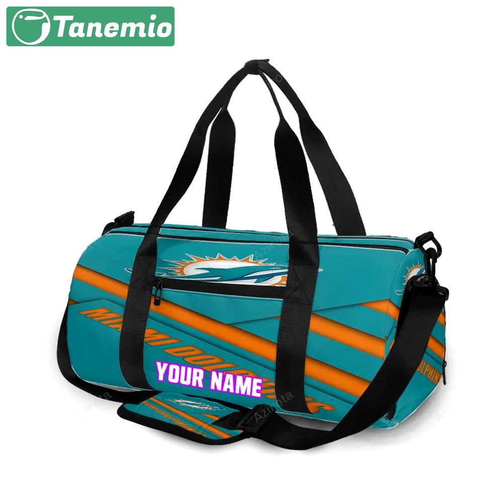 Miami dolphins logo pattern 3 personalized name travel bag gym bag 878 Travel Bag