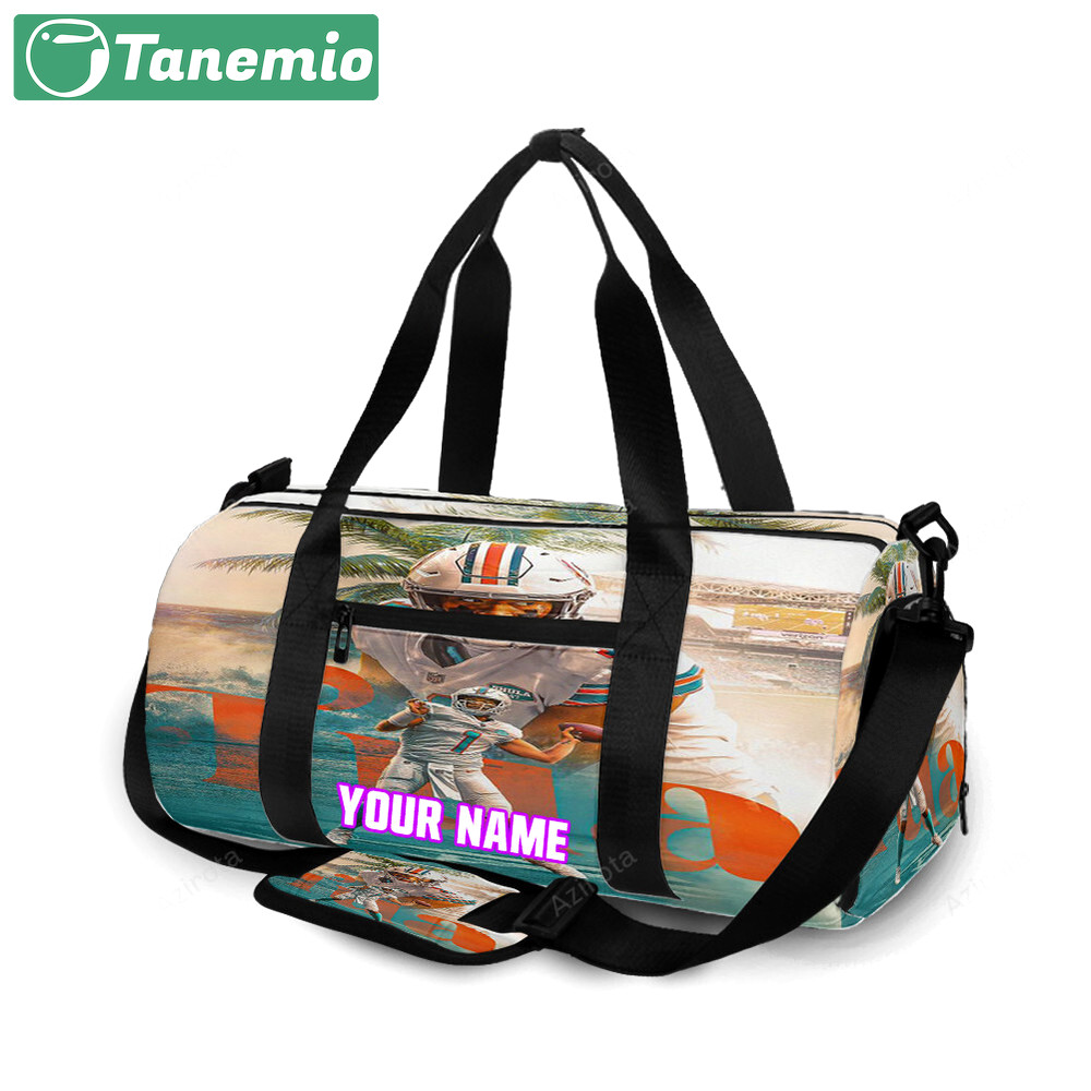 Miami dolphins tua tagovailoa2 personalized name travel bag gym bag 829 Travel Bag