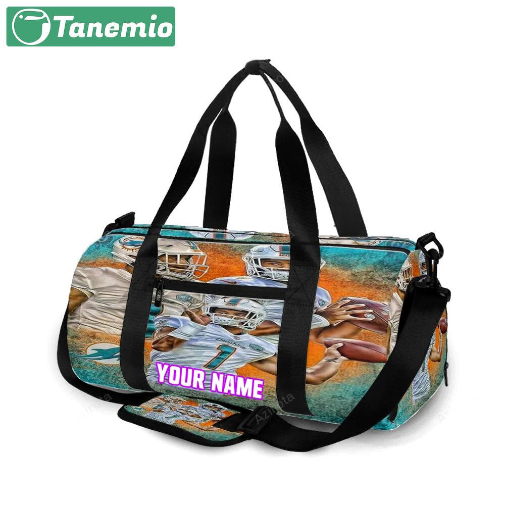 Miami dolphins tua tagovailoa7 personalized name travel bag gym bag 660 Travel Bag