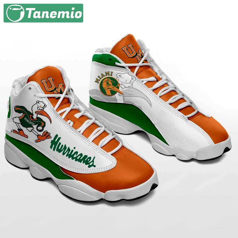 Miami hurricanes forms footballs jd13s Air Jordan 13 Gifts For Men Women Sneakers For Fans Full Size Shoes