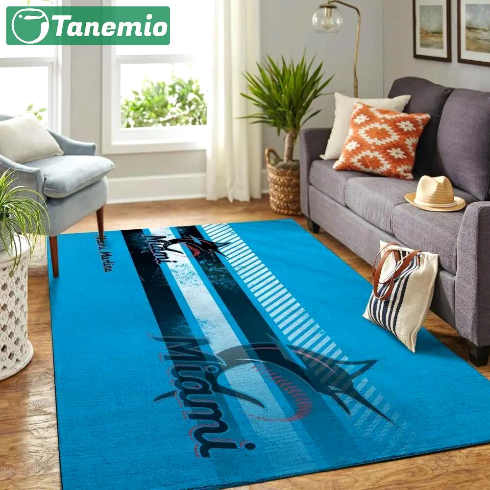 Miami marlins area rug mlb team logo carpet living room rugs for home Rectangle Rug