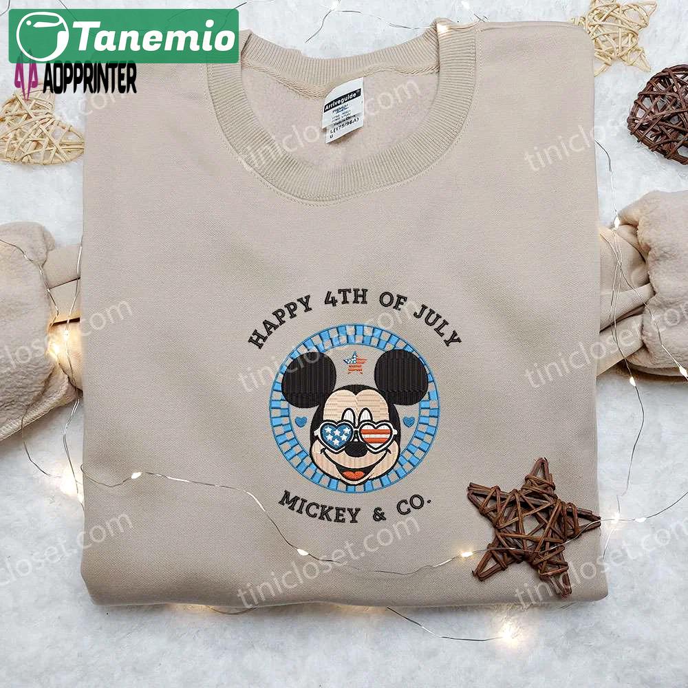 Mickey mouse 4th of july shirt: disney embroidered & national day gifts Embroidered Shirt