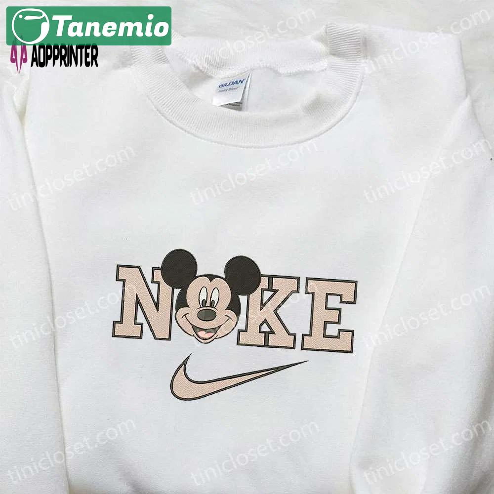 Mickey mouse x nike cartoon hoodie: best birthday gift nike-inspired embroidered shirt Embroidered Shirt