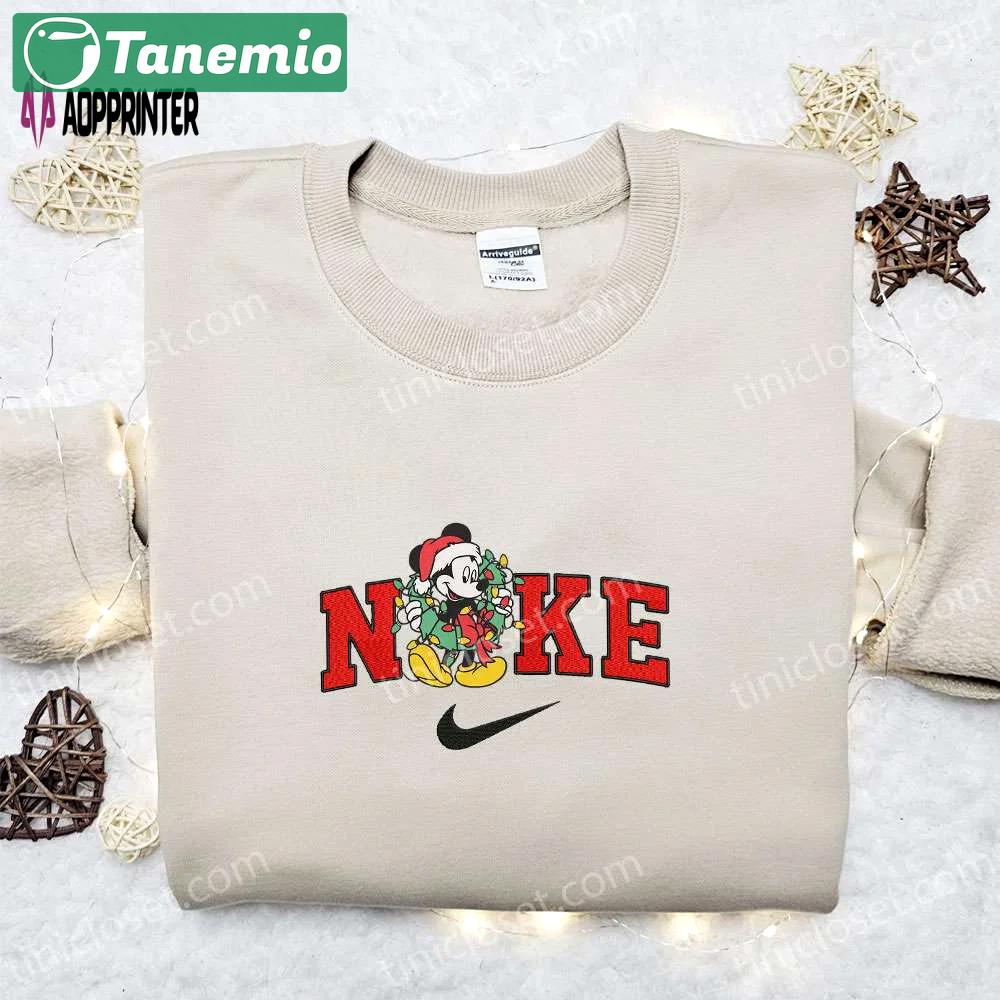 Mickey mouse x nike christmas sweatshirt: disney characters movie embroidered shirt perfect christmas gift Embroidered Shirt