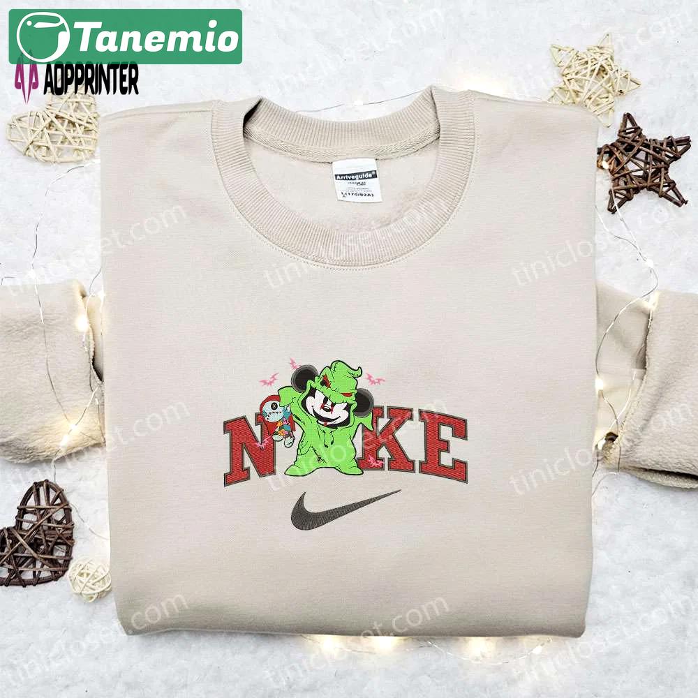 Mickey oogie boogie halloween x nike embroidered sweatshirt – horror movie shirt best halloween gift ideas Embroidered Shirt