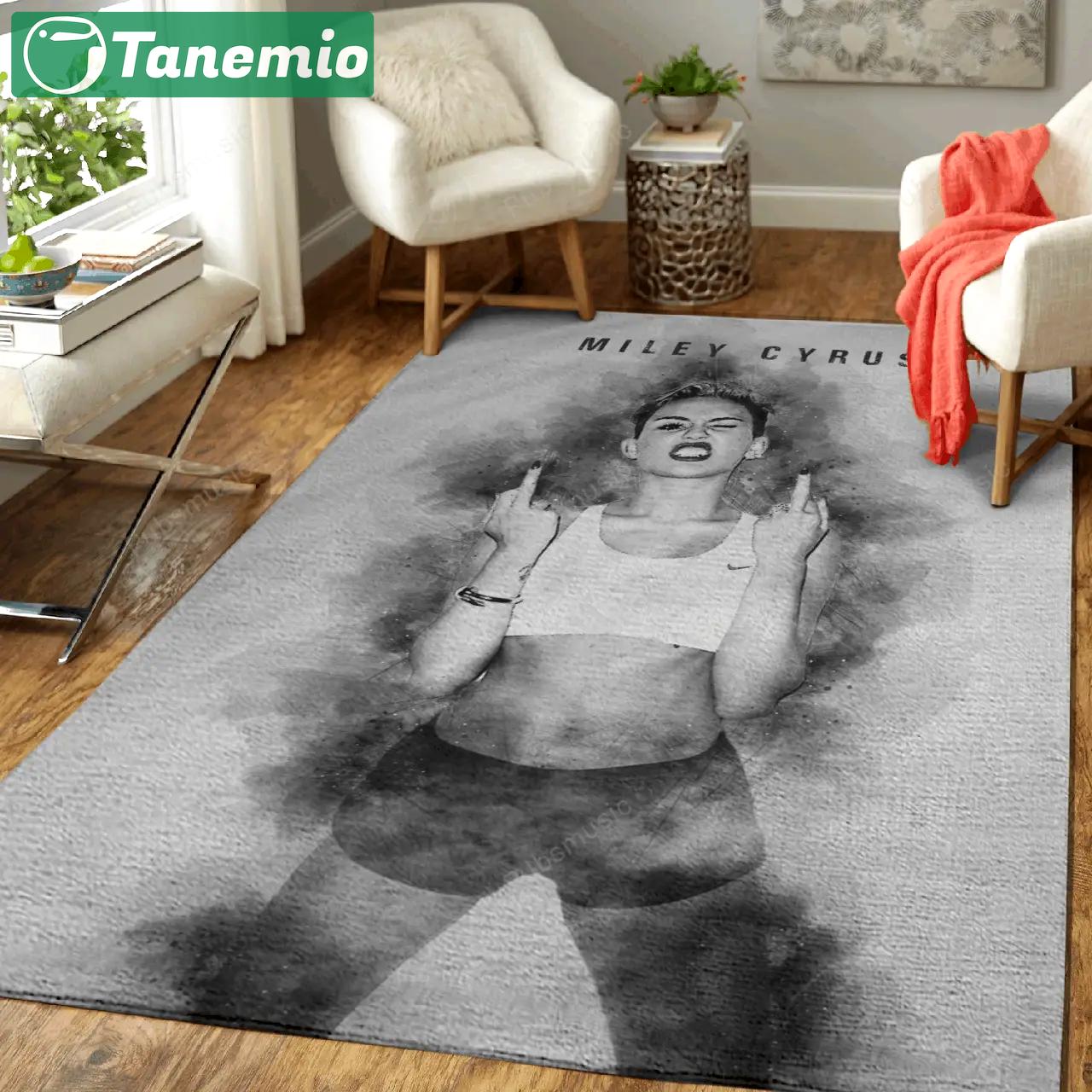 Miley cirus music monochrome art for fans area rug living room carpet rug regtangle carpet floor decor home decor Rectangle Rug