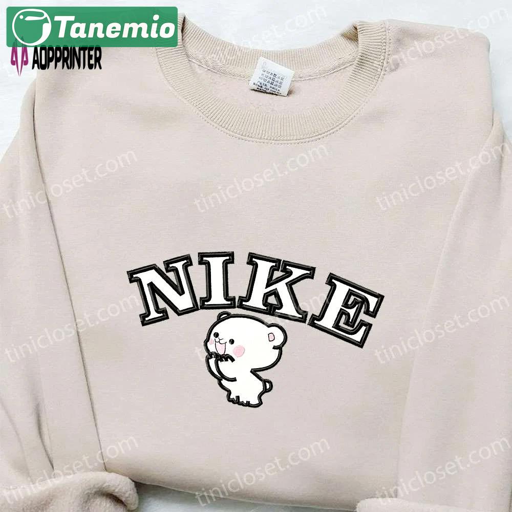 Milk bear x nike cartoon embroidered shirt: best family gift nike inspired t-shirt Embroidered Shirt