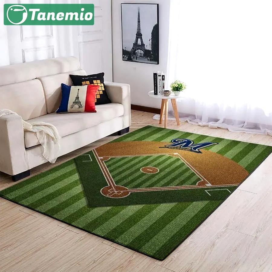 Milwaukee brewers area rug mlb team logo carpet living room rugs decor v1766 Rectangle Rug