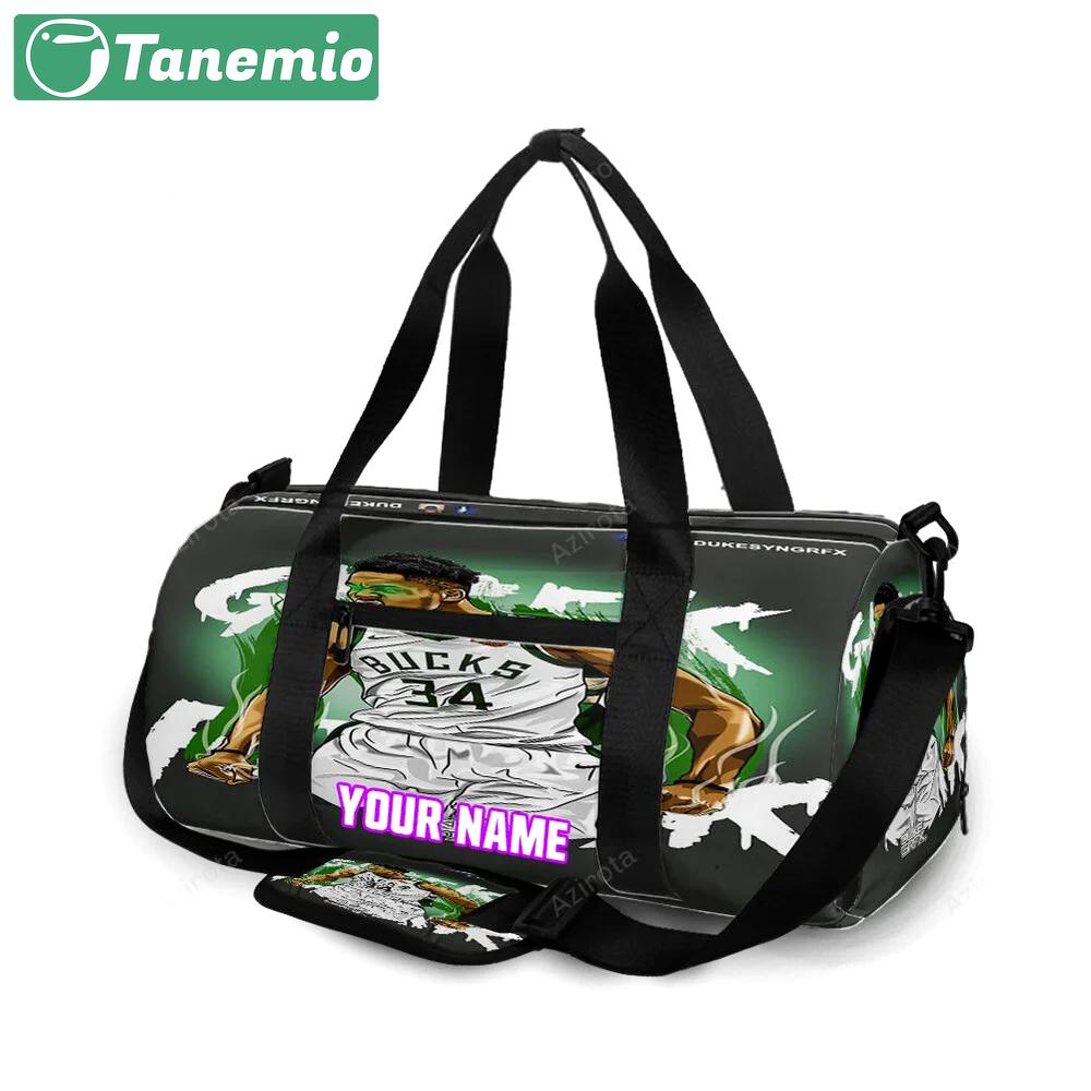 Milwaukee bucks 34 giannis antetokounmpo v32 personalized name travel bag gym bag 1943 Travel Bag