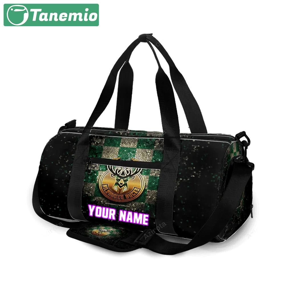 Milwaukee bucks emblem v16 personalized name travel bag gym bag 2054 Travel Bag