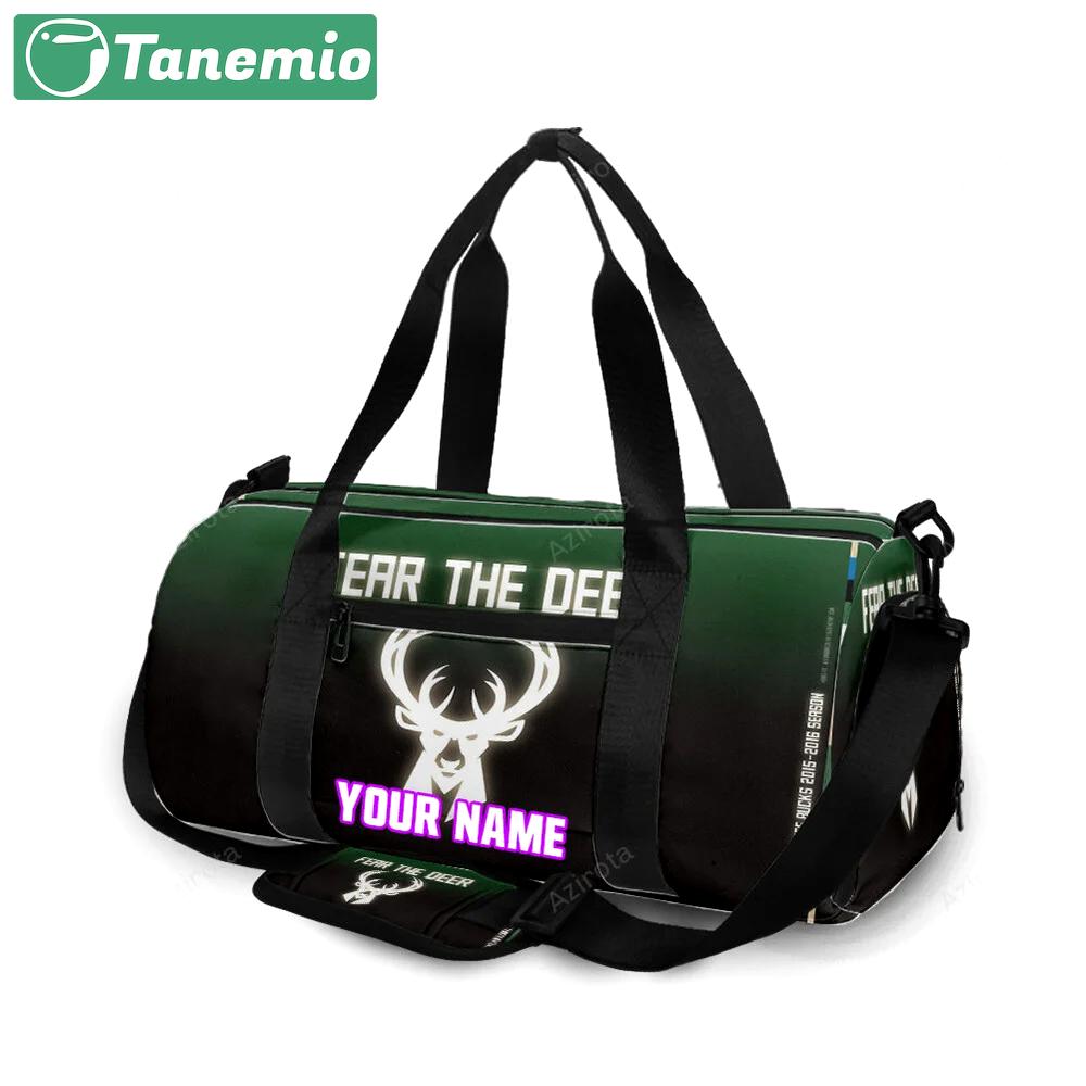Milwaukee bucks emblem v19 personalized name travel bag gym bag 1409 Travel Bag