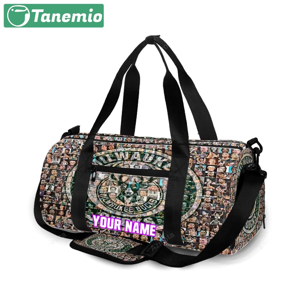 Milwaukee bucks emblem v40 personalized name travel bag gym bag 1164 Travel Bag