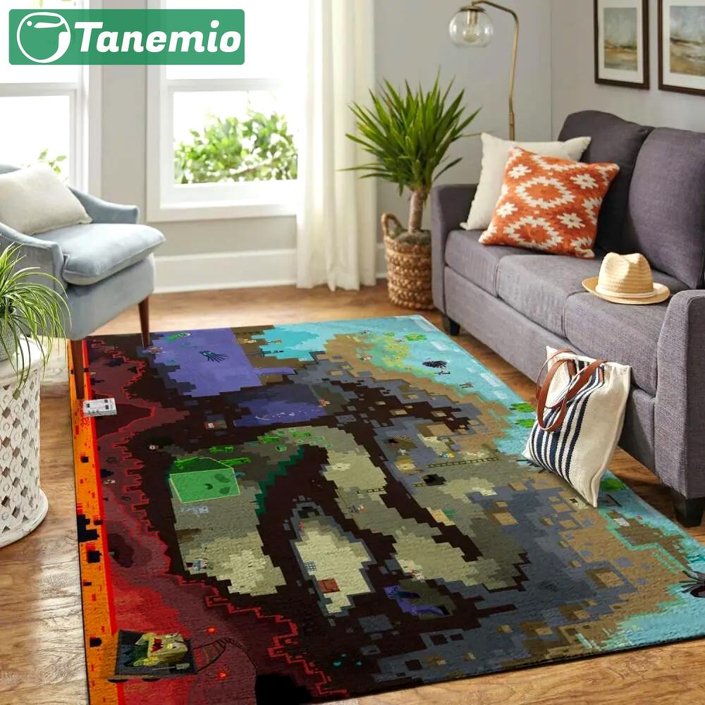 Minecraft area rug video game carpet gamer living room rugs rug regtangle carpet floor decor home decor v197 Rectangle Rug