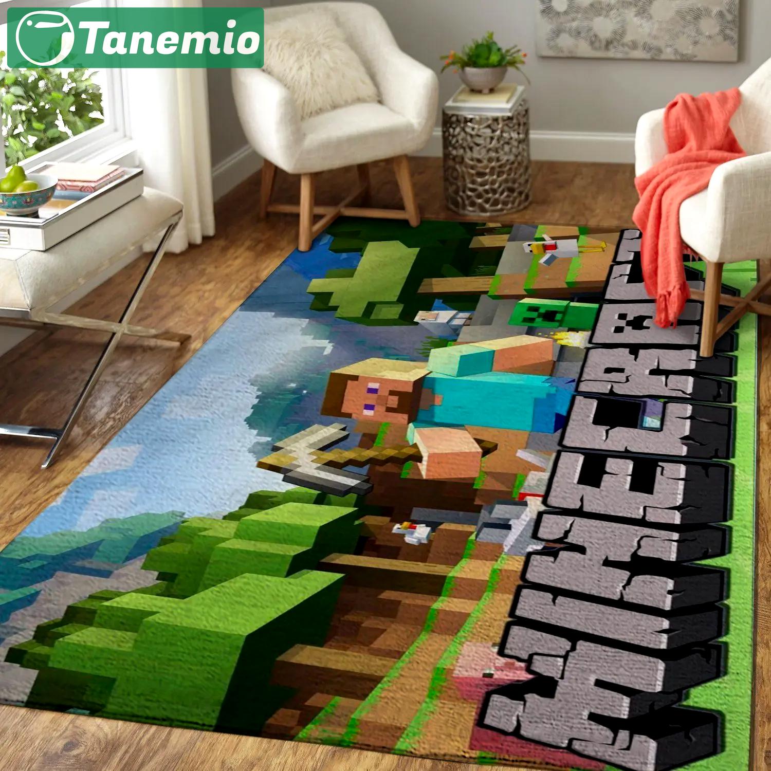 Minecraft area rug video game carpet gamer living room rugs rug regtangle carpet floor decor home decor v220 Rectangle Rug