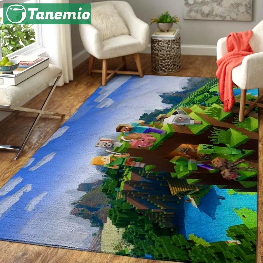Minecraft area rug video game carpet gamer living room rugs rug regtangle carpet floor decor home decor v225 Rectangle Rug