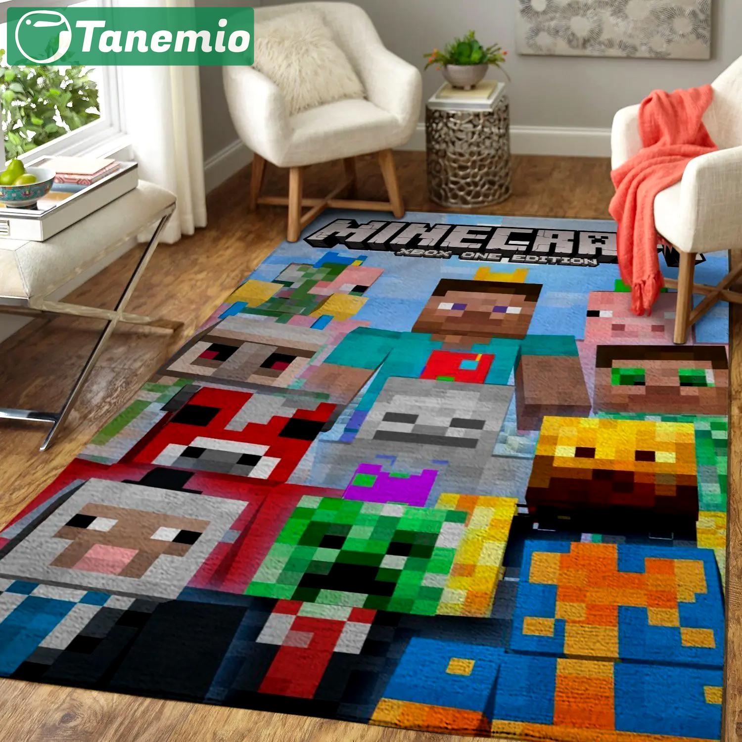 Minecraft area rug video game carpet gamer living room rugs rug regtangle carpet floor decor home decor v247 Rectangle Rug