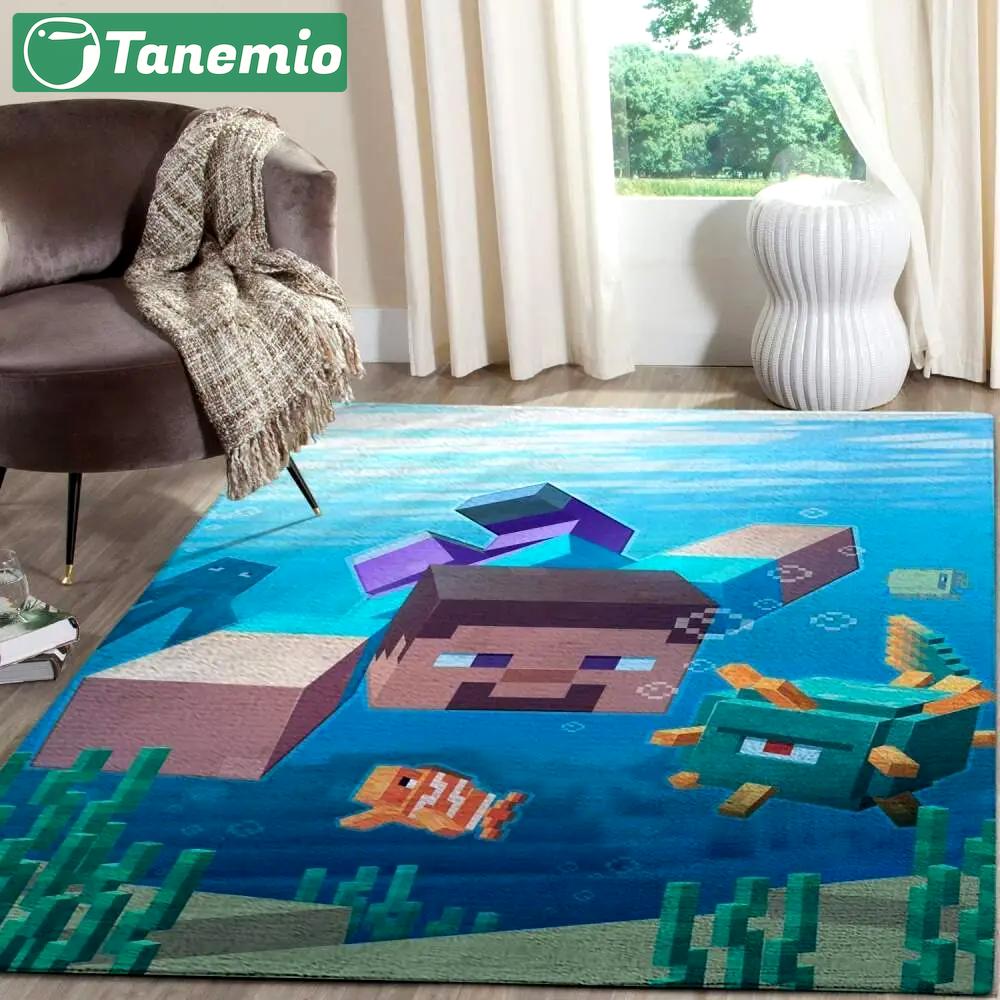 Minecraft area rug video game carpet gamer living room rugs rug regtangle carpet floor decor home decor v266 Rectangle Rug