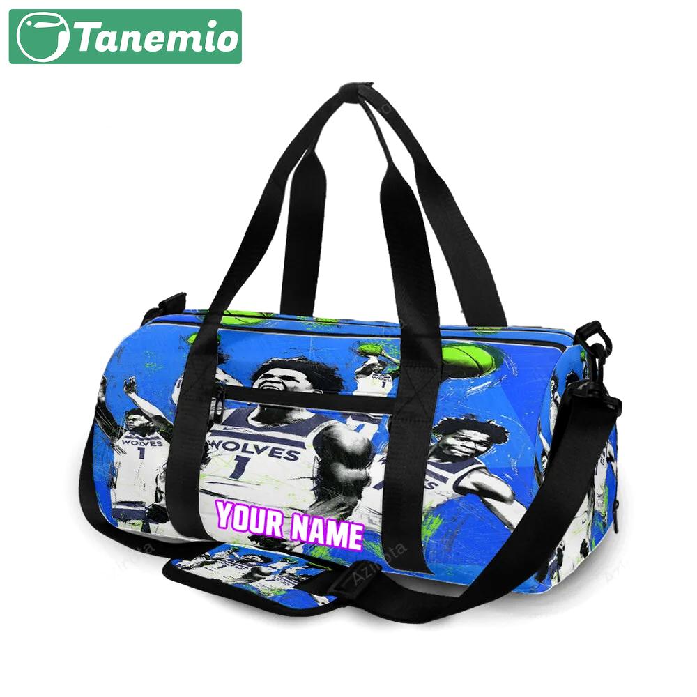 Minnesota timberwolves 1 anthony edward v34 personalized name travel bag gym bag 1591 Travel Bag
