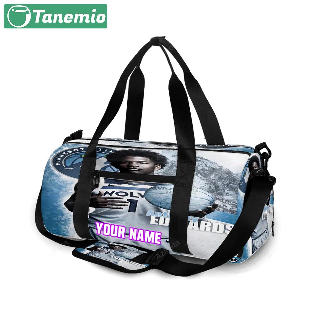 Minnesota timberwolves 1 anthony edward v40 personalized name travel bag gym bag 354 Travel Bag