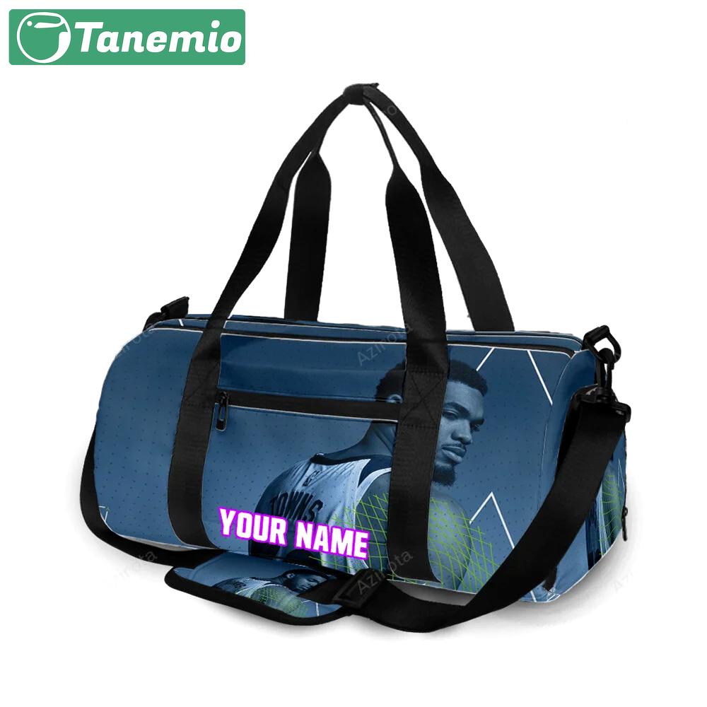Minnesota timberwolves 32 karl anthony towns v21 personalized name travel bag gym bag 123 Travel Bag