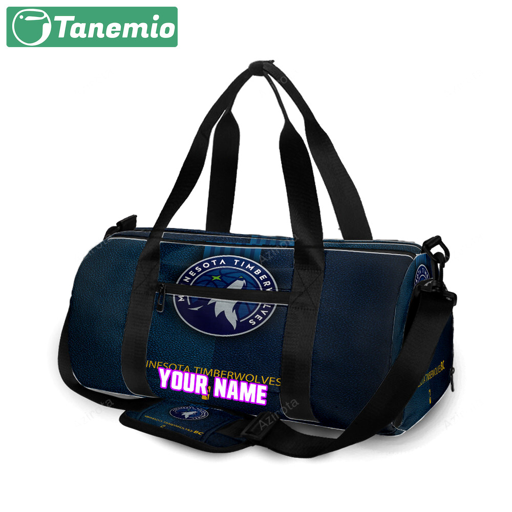 Minnesota timberwolves emblem v14 personalized name travel bag gym bag 987 Travel Bag