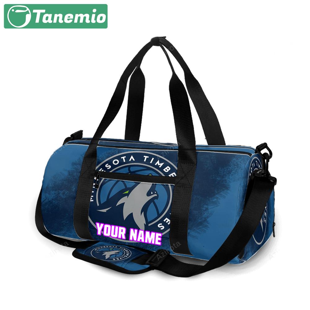 Minnesota timberwolves emblem v19 personalized name travel bag gym bag 1666 Travel Bag