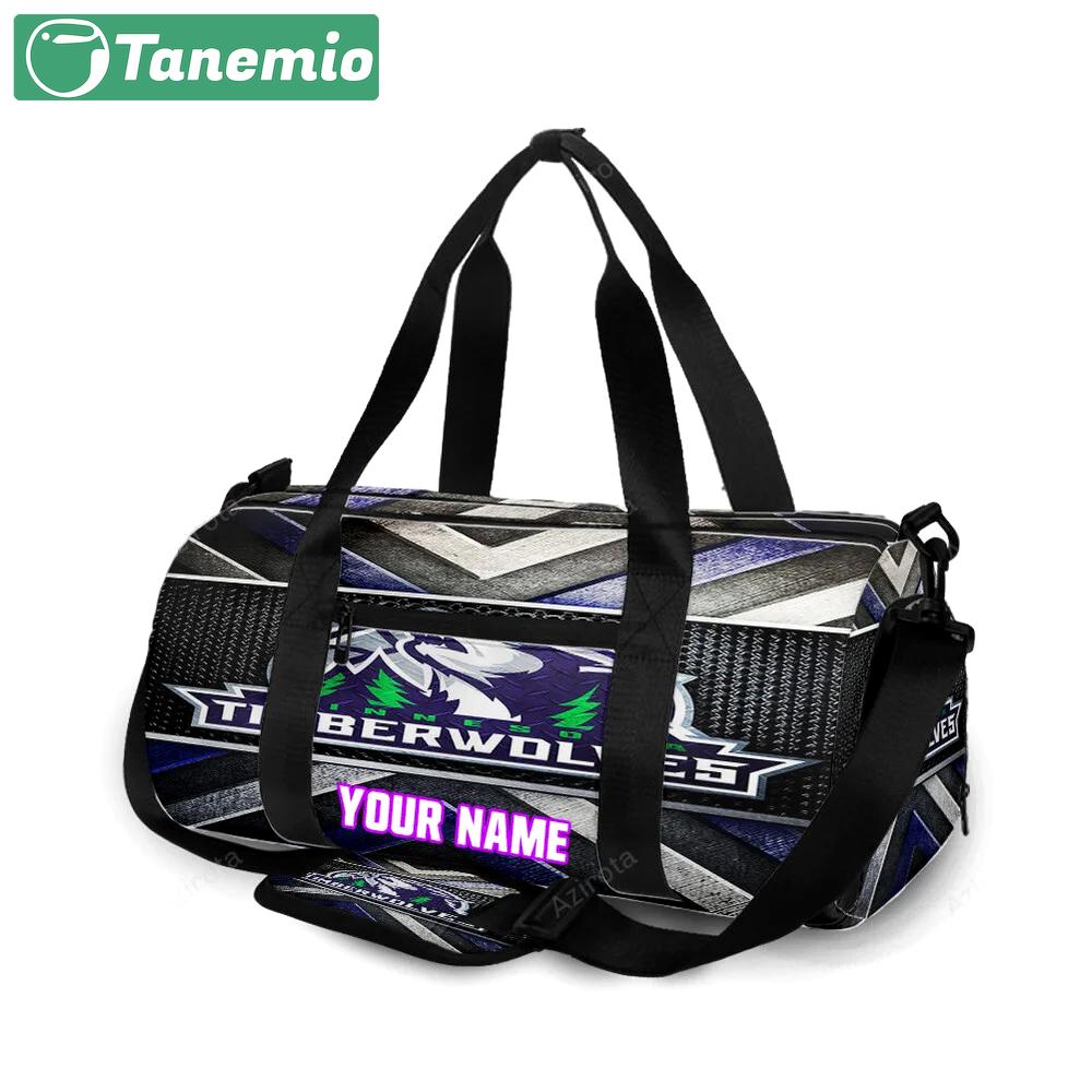 Minnesota timberwolves emblem v43 personalized name travel bag gym bag 612 Travel Bag