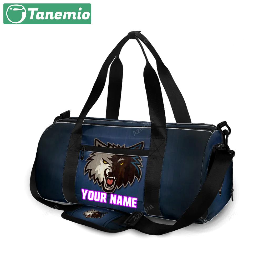Minnesota timberwolves emblem v5 personalized name travel bag gym bag 28 Travel Bag