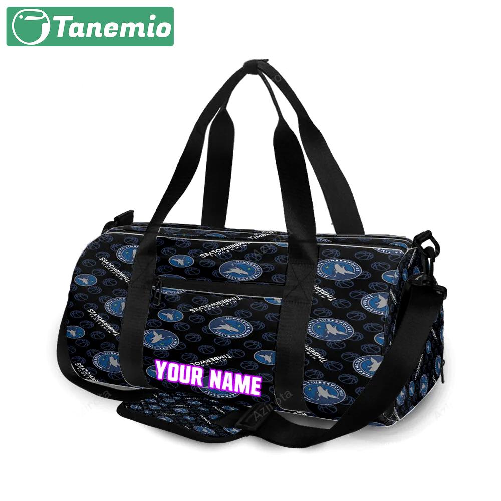 Minnesota timberwolves emblem v50 personalized name travel bag gym bag 575 Travel Bag