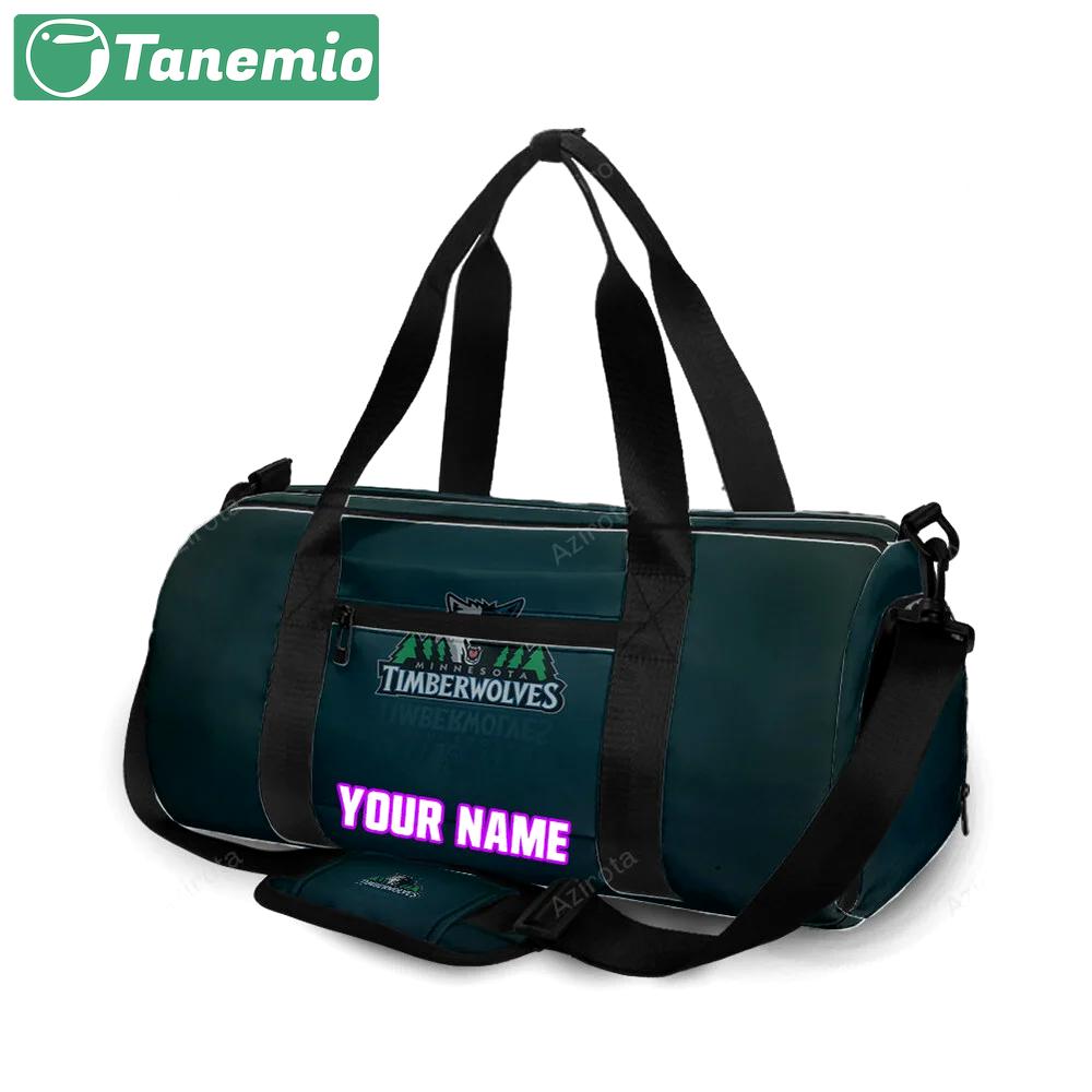 Minnesota timberwolves emblem v7 personalized name travel bag gym bag 464 Travel Bag