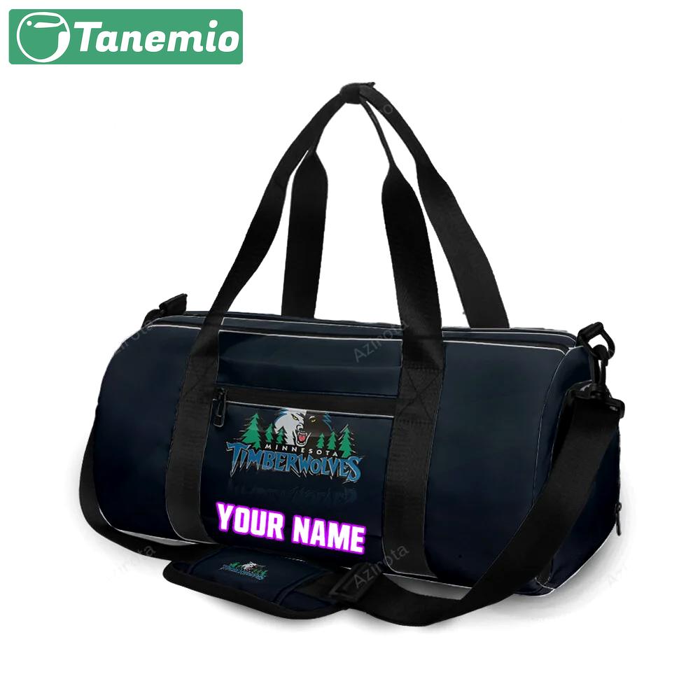 Minnesota timberwolves emblem v8 personalized name travel bag gym bag 87 Travel Bag