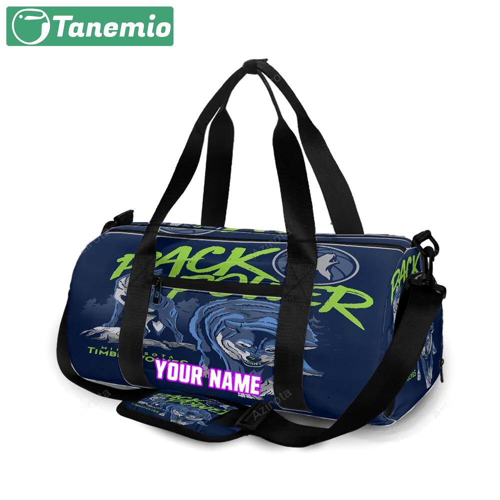Minnesota timberwolves mascot v44 personalized name travel bag gym bag 1413 Travel Bag