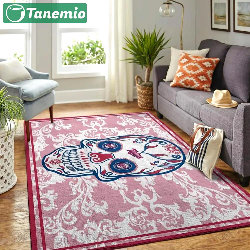 Minnesota twins mlb area rugs team logo skull style living room carpet Rectangle Rug
