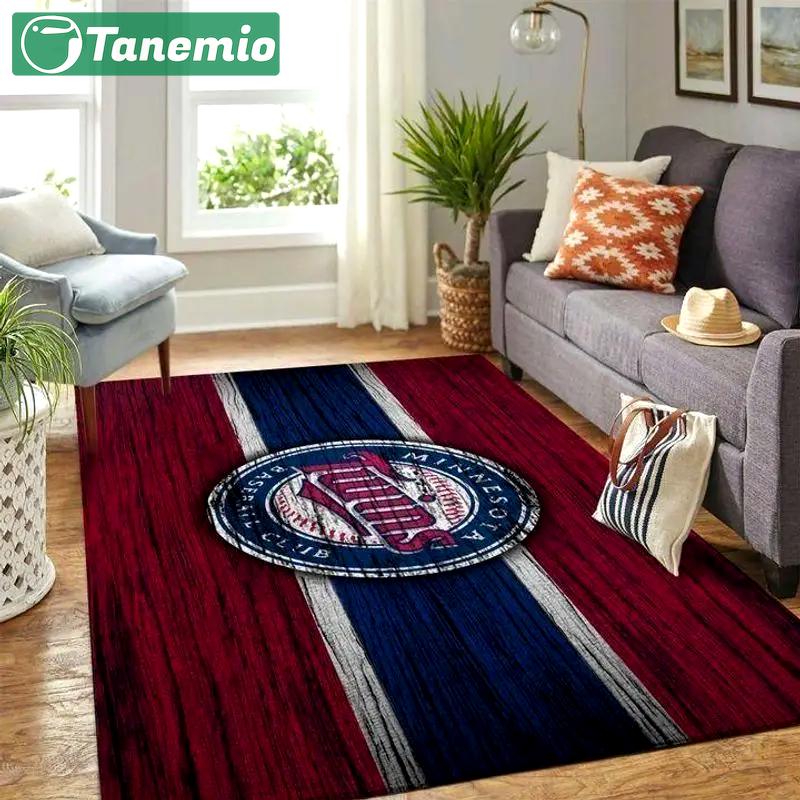 Minnesota twins wooden style area rug mlb baseball team logo home decor rug 3 Rectangle Rug